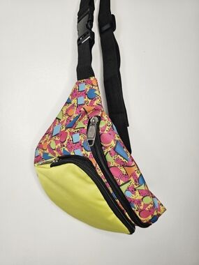 Retro Neon Geometric Fanny Pack 90s Y2K Crossbody Festival Bag